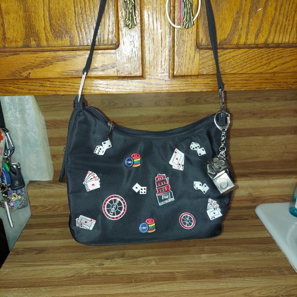 Black Casino-Themed Women's Shoulder Bag - Picture 2 of 16